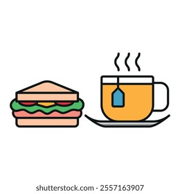 Tea and sandwich set food icon vector basic design simple and modern concept graphic