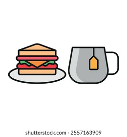 Tea and sandwich set food icon vector basic design simple and modern concept graphic