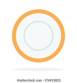 Tea saucer with orange piping vector flat material design isolated on white
