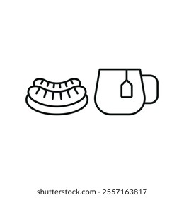 Tea and sausage set food icon vector basic design simple and modern concept graphic