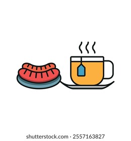 Tea and sausage set food icon vector basic design simple and modern concept graphic