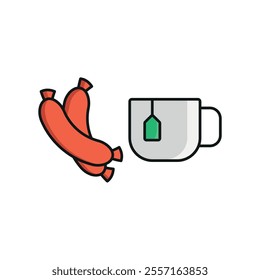 Tea and sausage set food icon vector basic design simple and modern concept graphic