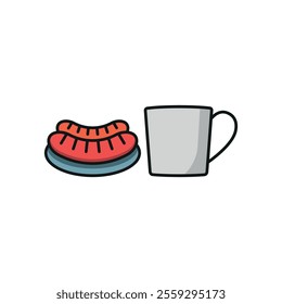 Tea and sausage set food icon vector basic design simple and modern concept graphic