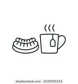 Tea and sausage set food icon vector basic design simple and modern concept graphic
