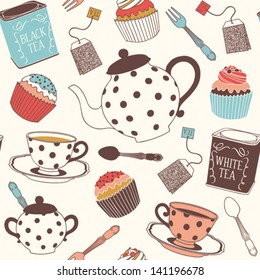 Tea seamless pattern