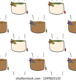 Tea seamless pattern on background Vector illustration