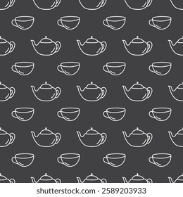 Tea seamless pattern with teapot and mug. Texture pattern with tea party. hand drawn wallpaper template. flat vector illustration