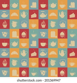 Tea seamless pattern. Vector illustration, EPS 8.