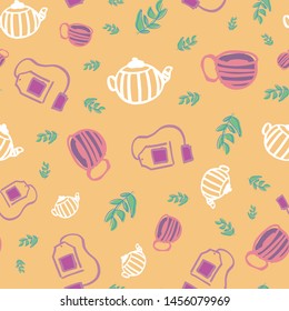 tea seamless repeat pattern design. Perfect for menu and textiles