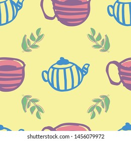 tea seamless repeat pattern design. Perfect for menu and textiles