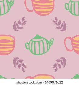 tea seamless repeat pattern design. Perfect for menu and textiles