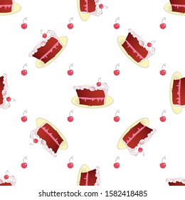 Tea seamless texture, endless doodle pattern with cakes. Retro cartoon illustration. It can be used for wallpaper, pattern fills, web page background, surface textures. Vector illustration.