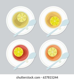 Tea served with lemon - vector illustration