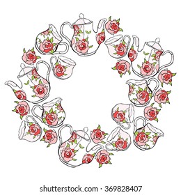 Tea service. Coffee service. Frame - wreath.