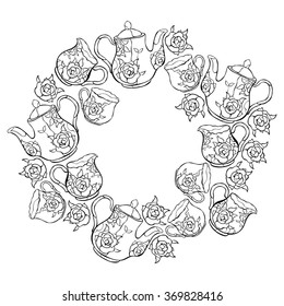 Tea service. Coffee service. Frame - wreath.
