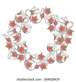 Tea service. Coffee service. Frame - wreath.