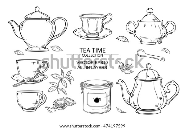 Tea Set Stock Vector (Royalty Free) 474197599