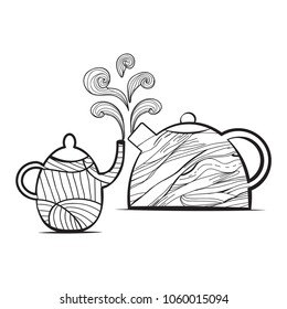 tea set by Hand made vector for breakfast