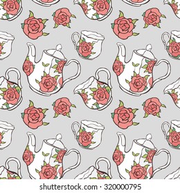 Tea set. Coffee service. Teapot and cup.