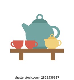 Tea set with cups and teapot on serving tray beverage breakfast homeware hospitality lifestyle tableware culinary