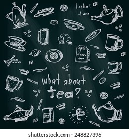 Tea set elements. hand-drawn illustration. EPS10 Vector