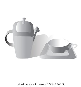    Tea set gray on a white background, Vector design.