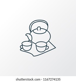 Tea set icon line symbol. Premium quality isolated porcelain element in trendy style.