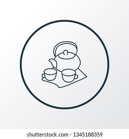 Tea set icon line symbol. Premium quality isolated porcelain element in trendy style.