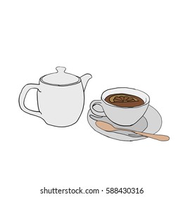 tea set isolated  illustration