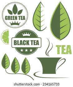 Tea set. Isolated tea on white background. EPS 10. Vector illustration