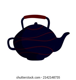 Tea set. Kitchen utensils. Teapot. Doodle illustration isolated on white background