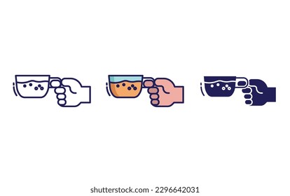 tea set line and solid illustration icon