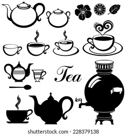 Tea set on a white background. Vector Illustration