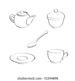 Tea set on a white background