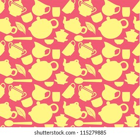 Tea set seamless pattern