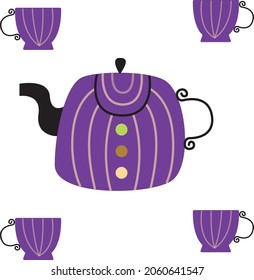 Tea set  teapot teacup vector illustration