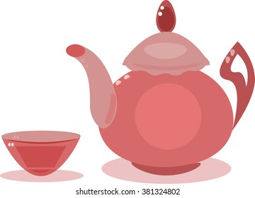 tea set, time for tea . Vector illustration