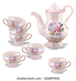 Tea set. Vector illustration