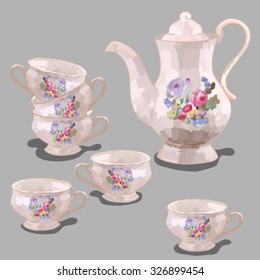 Tea set. Vector illustration - Shutterstock ID 326899454