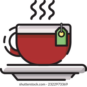 tea shape design icon vector, this design has simple and minimalist colors and shape. This design can be used as a decorative illustration with a food theme.