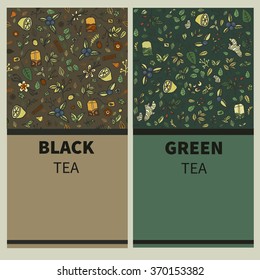 Tea shop design. Tea  painted by hand. Vector illustration