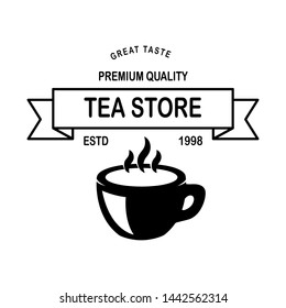 Tea shop emblem template. Design element for logo, label, sign, poster, flyer. Vector illustration