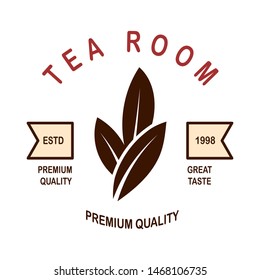 Tea shop emblem template. Design element for logo, label, sign, poster, flyer. Vector illustration
