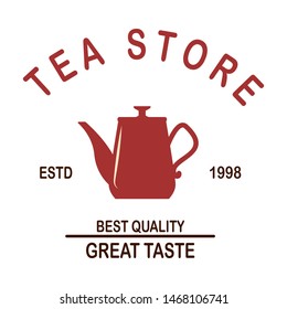 Tea shop emblem template. Design element for logo, label, sign, poster, flyer. Vector illustration