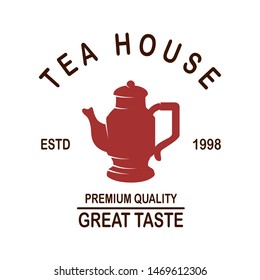 Tea shop emblem template. Design element for logo, label, sign, poster, flyer. Vector illustration