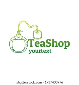 tea shop hand drawn logo design. gradient color