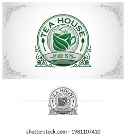 Tea Shop or Tea house labels template, badges and design elements. Cafe logo design template, etc