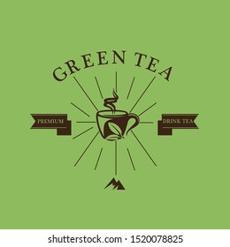 Tea shop logo design template.
