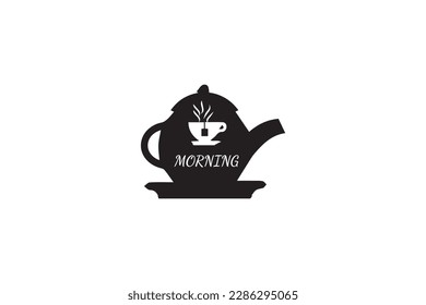 tea shop logo kitchen icon silhouette  design art