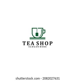 tea shop logo template, vector in white background